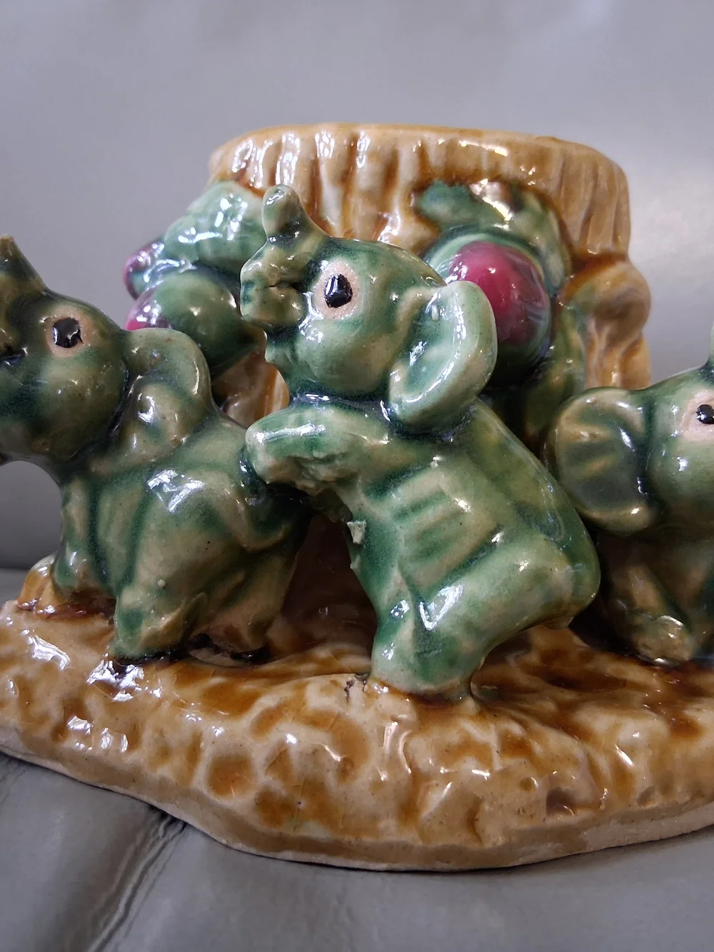 Vintage Majolica Style Elephant Planter